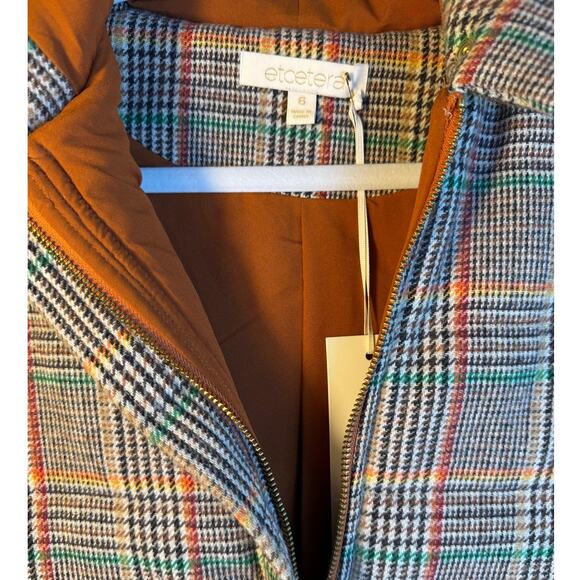 Etcetera Tan Plaid Hooded Puffer Vest NWT - Picture 6 of 11